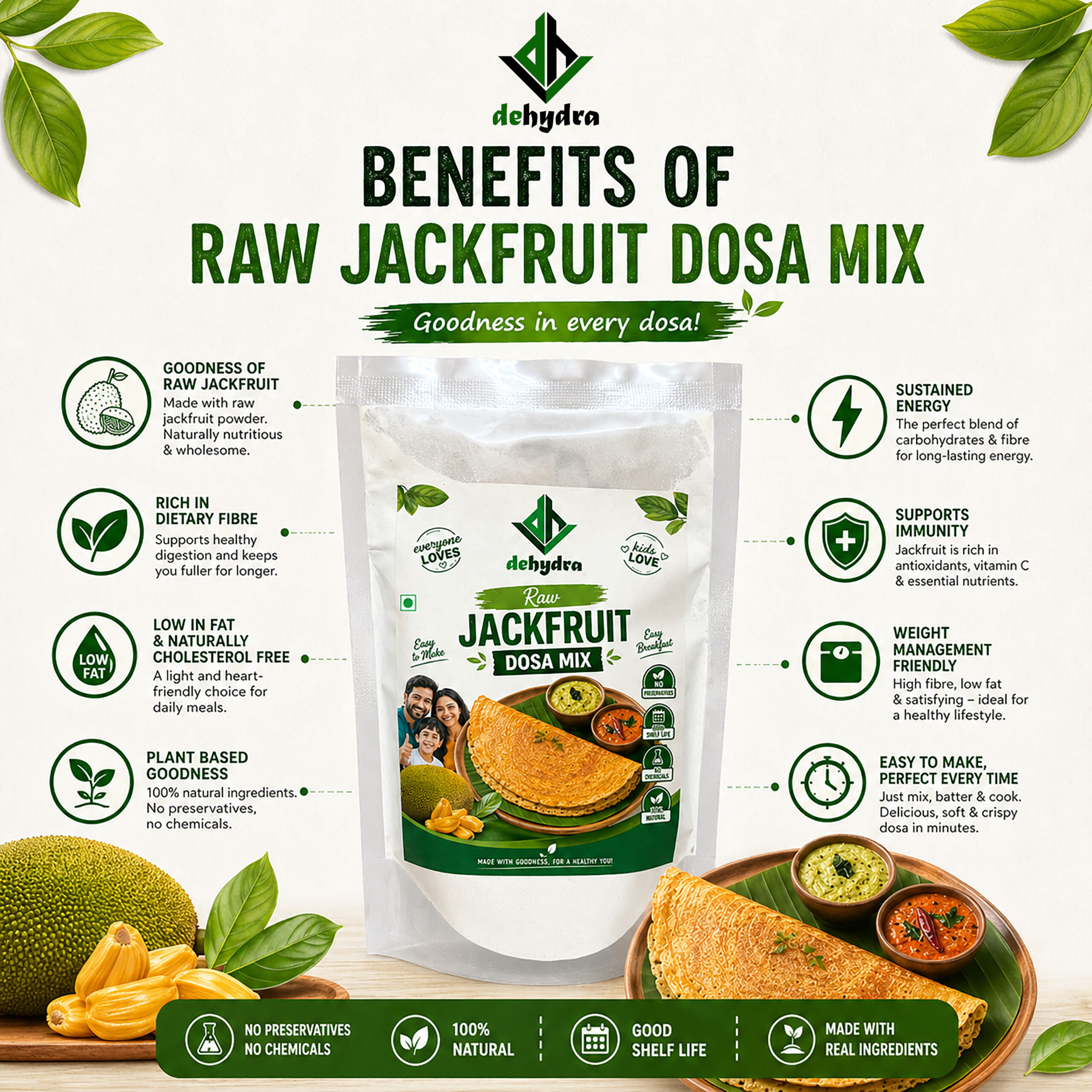Dehydra | Raw Jackfruit Dosa Mix 250g